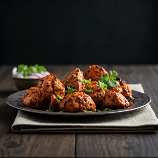 Klassisches Chicken Tikka, mariniert und geröstet