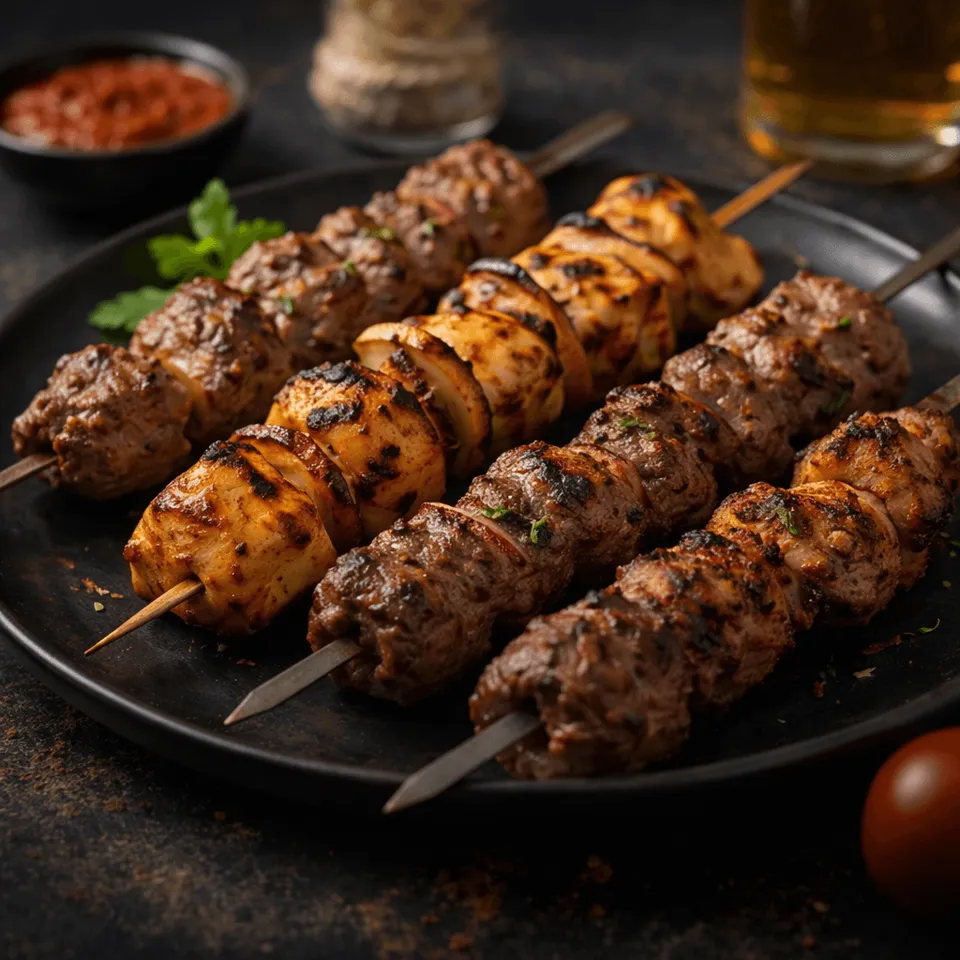 Lamm-Seekh und Chicken Tikka frisch vom Grill