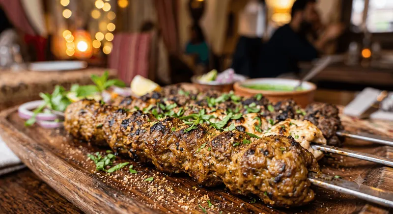 Lamm-Seekh-Kabab, kross gegrillt und saftig