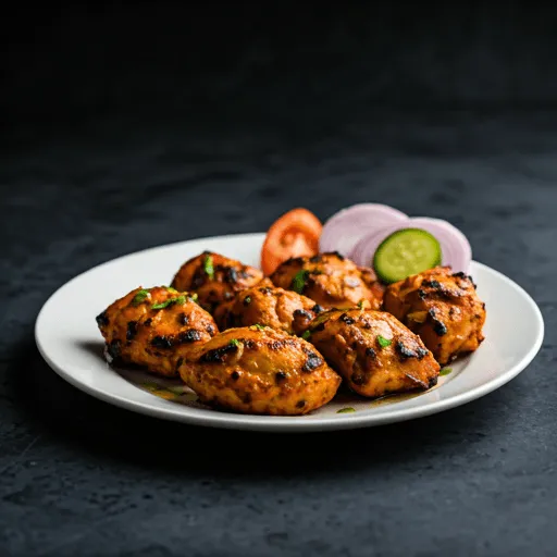 Malai Chicken Kabab, hellgolden und cremig