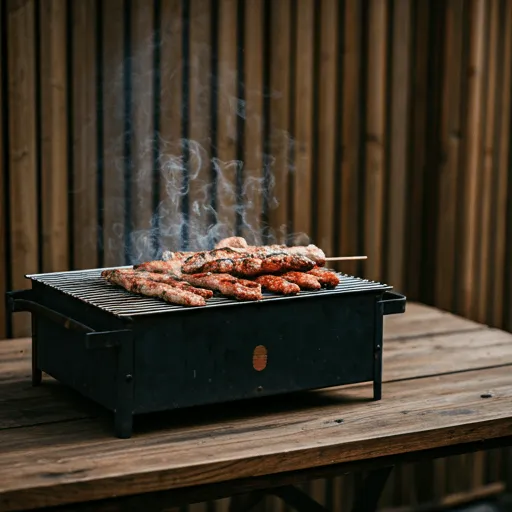 Fleisch über offenem Feuer in nomadischer Tradition