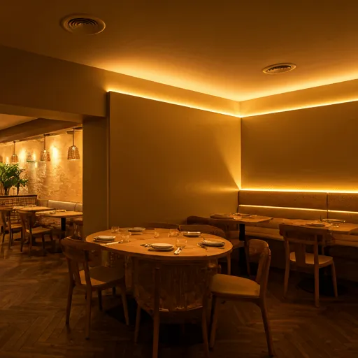 Restaurantinnenraum im warmen Abendlicht