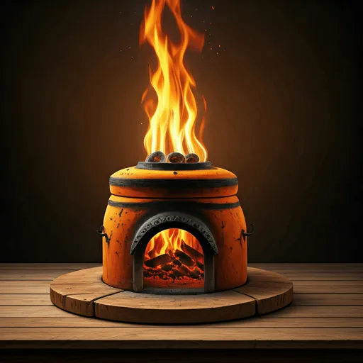 Flammen im traditionellen Lehm-Tandoor