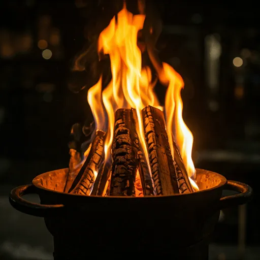 Flammen im Inneren des Tandoor-Ofens