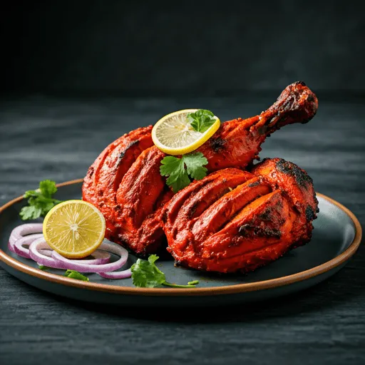 Leuchtend rotes Tandoori Chicken frisch aus dem Ofen
